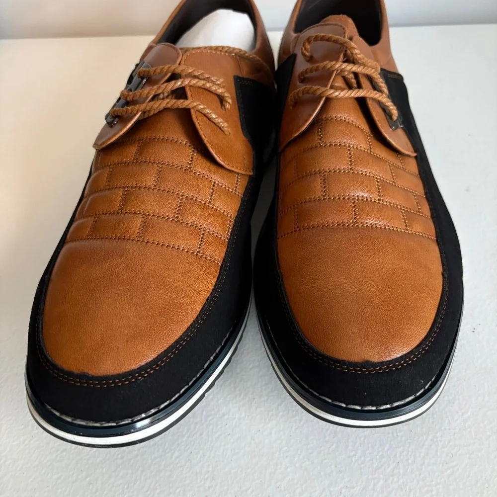 Men's 45/11 Tan Black‎ Oxford Dress Shoes Lace Up Casual Business Sneakers